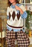 Zeta Otto Argyle Tank Oatmeal